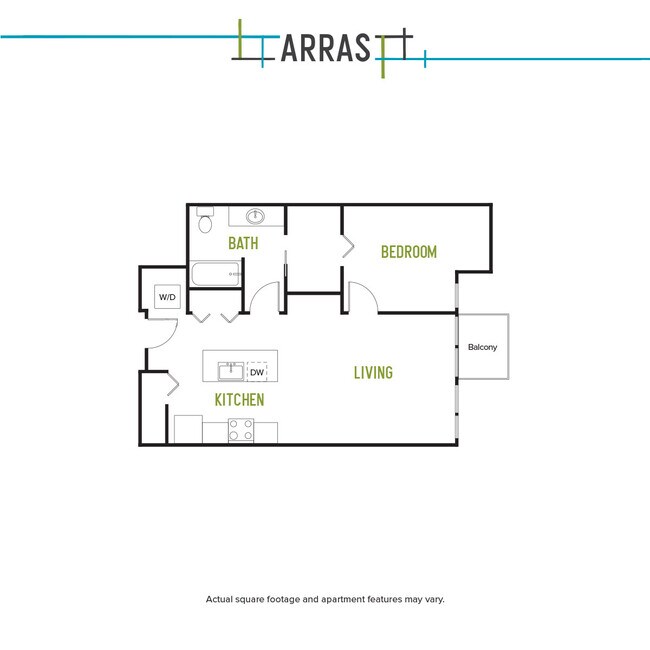 One Bed One Bath H 1 2-304 floor plan